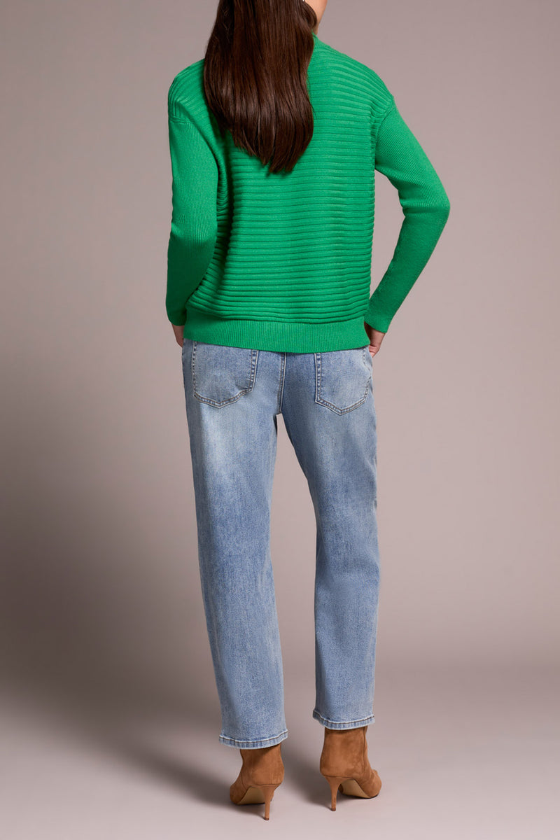 TRIBAL // 6028O ZIP UP SWEATER FIELD GREEN