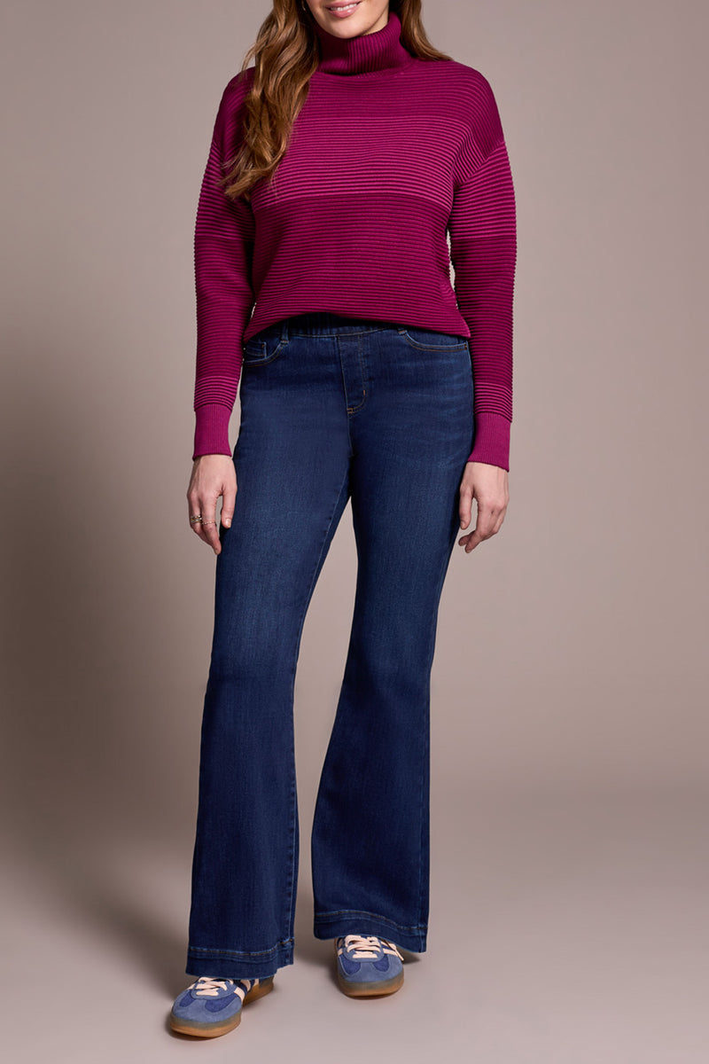 TRIBAL // 5860O AUDREY PULL ON FLARE JEANS DARKNIGHT