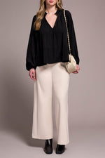 TRIBAL // 2377O BLOUSE WITH RUFFLED COLLAR BLACK