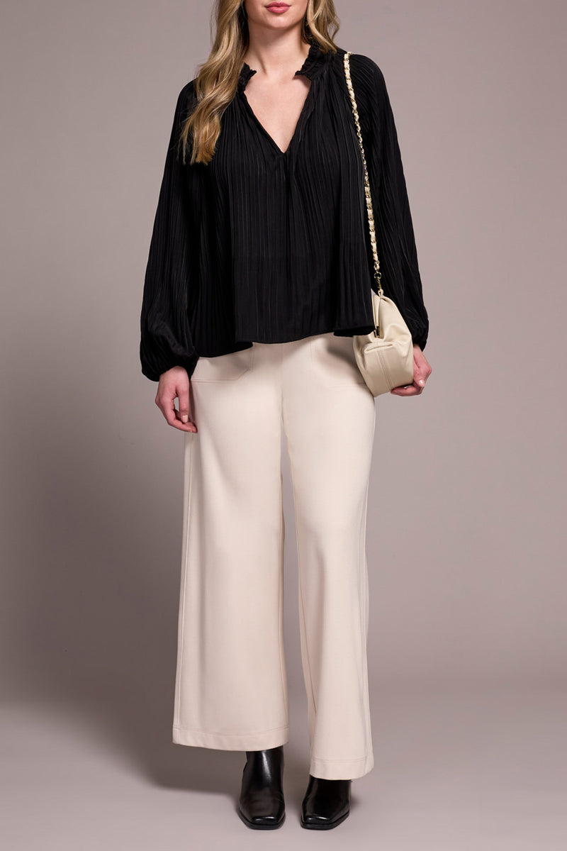 TRIBAL // 2377O BLOUSE WITH RUFFLED COLLAR BLACK