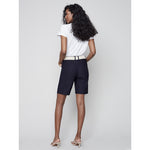 CHARLIE B // C8047 BELTED SHORTS NAVY