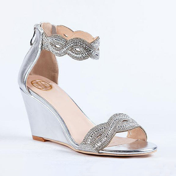 LITTLE EMPRESSES // GHE-15 DRESSY WEDGE SANDALS SILVER