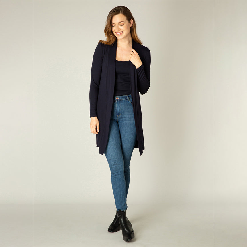 Navy blue outlet longline cardigan